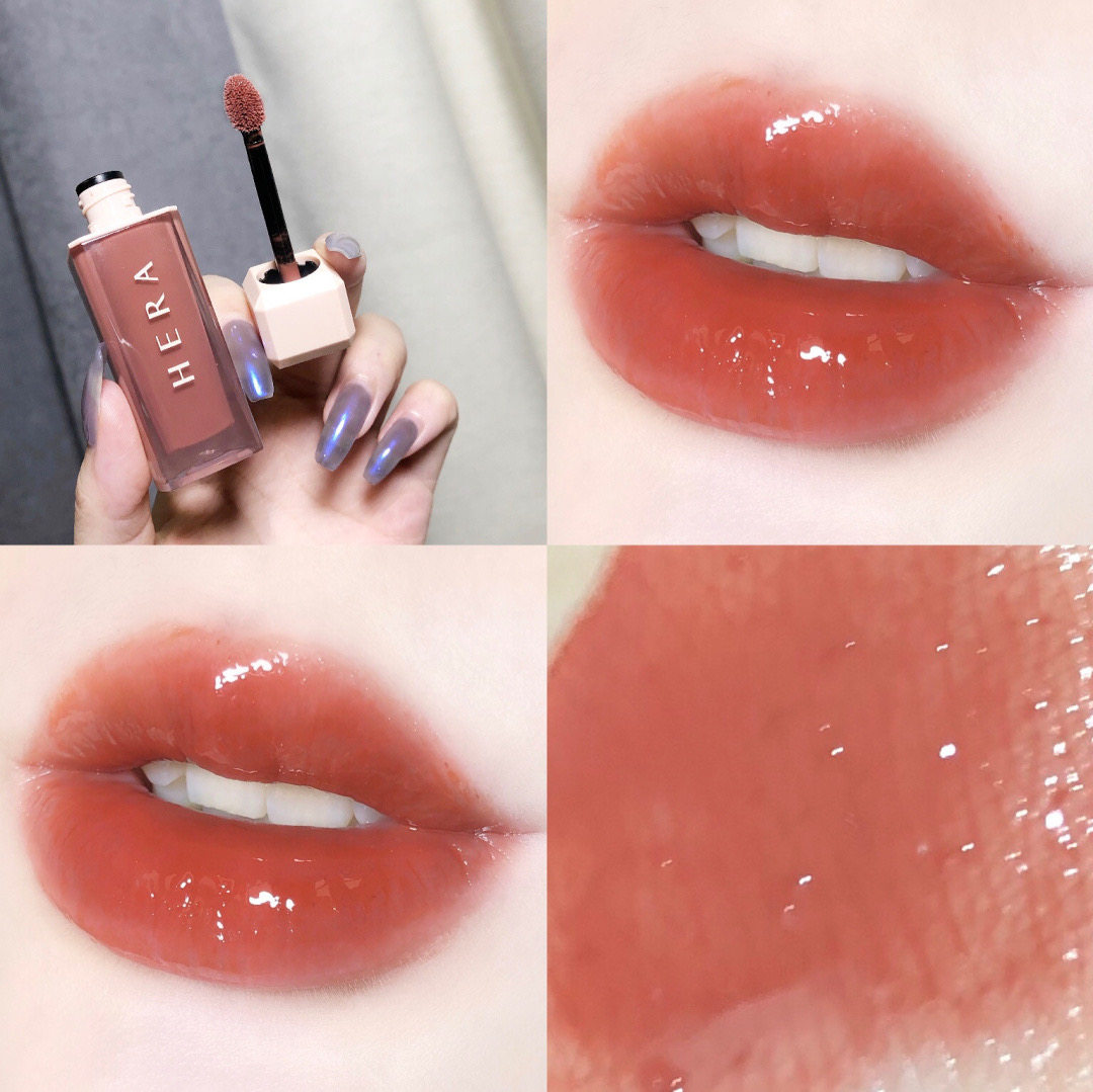 Jennie with the same paragraph Korean Hera 422 peach apricot orange brown cinnamon milk tea lip glaze 462 lip gloss