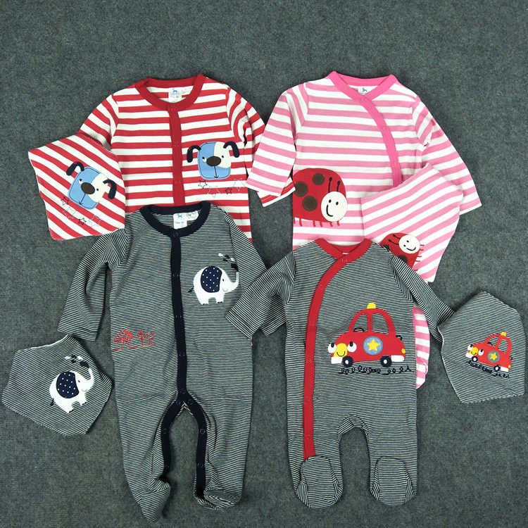 Купить Комбинезон, Ползунки, Боди low fire danger婴儿纯棉连体衣男女宝宝春秋长袖哈衣爬服口水巾