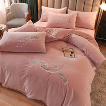 Italy IMOM coral velvet four-piece winter bed sheet duvet cover plus velvet milk velvet flannel three-piece set