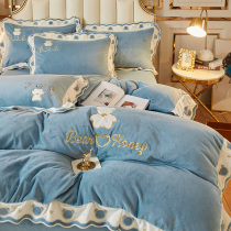 Two-piece winter coral velvet bed sheet duvet cover Flannel bedding Double-sided velvet plus velvet velvet