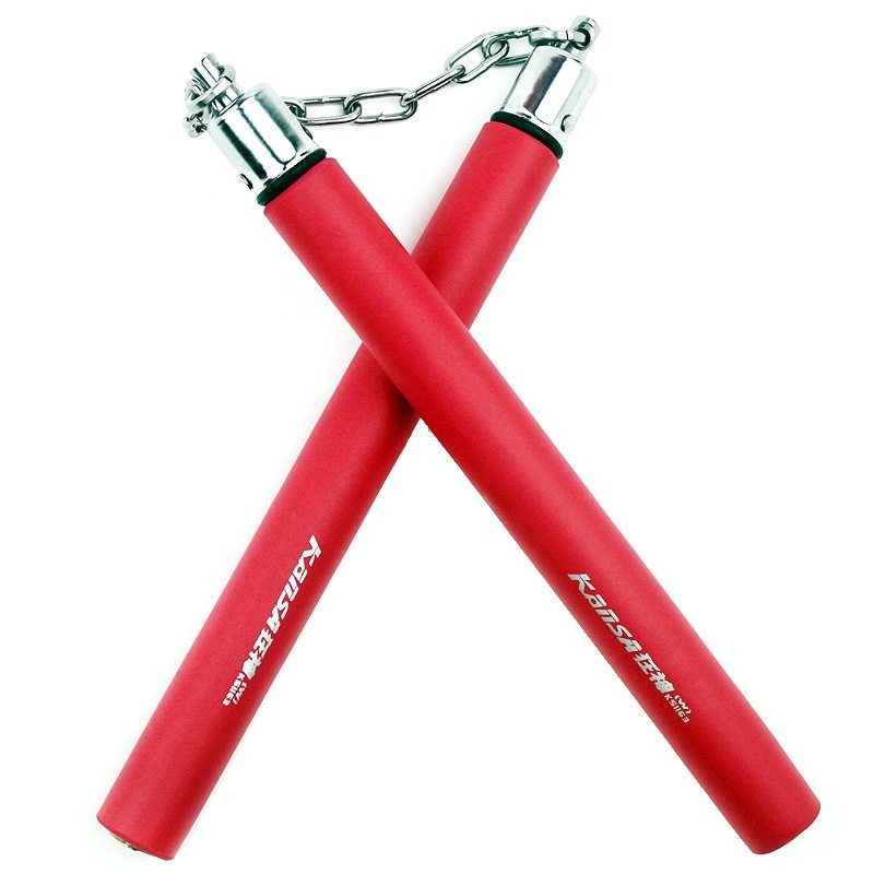 Nunchaku stainless steel solid wood combat sponge beginner performance practice self-defense weapons two sticks nunchaku