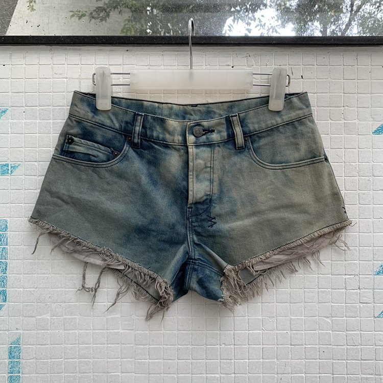 Ksubi Australia Women's Distressed Tie-Dye Effect Denim Shorts Size 26 Sample