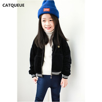 Girls  jacket 2019 new autumn stars embroidered velvet Korean jacket childrens jacket female winter western style middle child