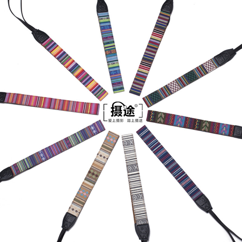 Photo ethnic style shoulder strap SLR camera strap oblique cross micro-single camera with retro Polaroid with camera accessories