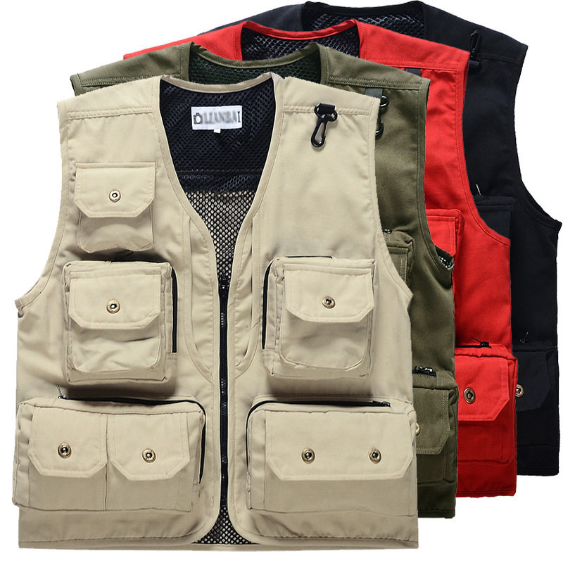 Outdoor photography vest printing advertising work clothes volunteer multi-pocket men's plus size fishing vest