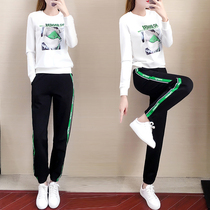 women's autumn sports suit 2022 new Korean style casual loose slim oceanic running clothes student sweatshirt two-piece set