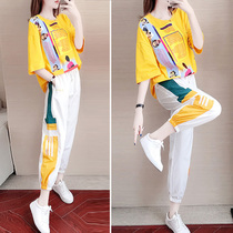 Sportswear Suit Women Xia 2022 New Korean Version Fashion Tide Cards Easy Ghost Step Dance Casual Foreign Air Two Sets