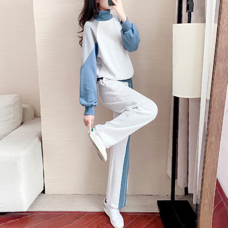 Casual Sports Suit Women Spring Autumn 2022 New Korean Version Fashion Foreign Salted Street Long Sleeve Thick Cotton T Two sets