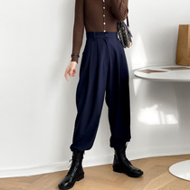 European station high waist design casual pants hanging suit pants womens 2020 autumn new loose mopping wide leg pants
