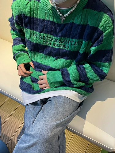 Ретро трикотажный свитер для влюбленных, демисезонный лонгслив, длинный комплект, свободный крой