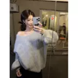 Трикотажная осенняя альпака с бантиком, свитер, с открытой спиной, свободный крой