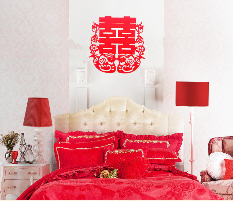 Wedding Celebration Items Non-woven Fabric Special Wedding WEDDING ROOM ARRANGEMENT PRESS BED HAPPY WEDDING DECORATION FELT HAPPY CHARACTER STICKER-TAOBAO