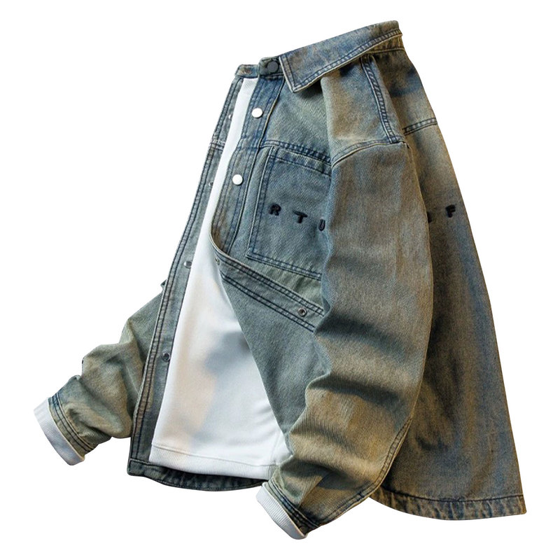 Musonmu Trendy American-Style Workwear Denim Shirt Jacket for Men, Spring and Autumn Loose Fit Vintage Casual Shirt Jacket Musonmu Trendy American-Style Workwear Denim Shirt Jacket for Men, Spring and Autumn Loose Fit Vintage Casual Shirt Jacket