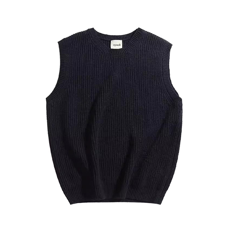 Musonmu Wool Blend! Epnok Series~ Men's Round Neck Knitted Vest Sleeveless Waistcoat Vest