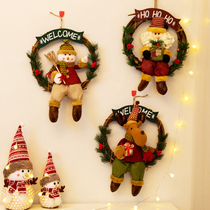 Christmas decorations Rattan Flowers Rings Door Hanging Santa snowman shop window Wall Placement Hotel Listings Hangings