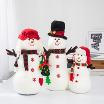  Christmas decorations Fabric snowman ornaments dolls Old mans family of three Christmas Tree scene decoration props