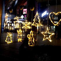  Holiday decoration LED suction cup light Christmas tree shaped pendant New Year shopping mall shop window scene layout pendant