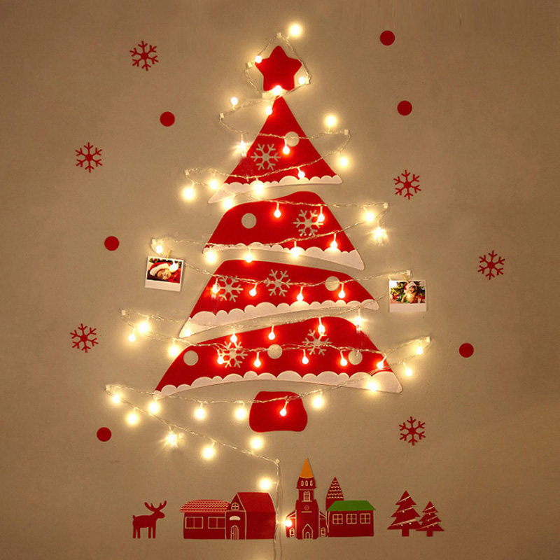 Christmas decorations Felt Christmas Tree Creative wall luminous dress up package Non-woven DIY scene decoration