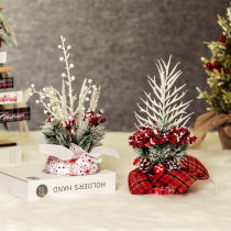  Christmas decorations Nordic desktop tree ornaments Christmas tree Cherry green branches potted countertop dress up scene layout