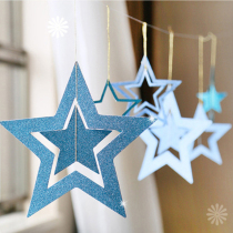 Ceiling decoration hollow pentagonal star pendant festival shop kindergarten window ceiling hanging decoration opening dress