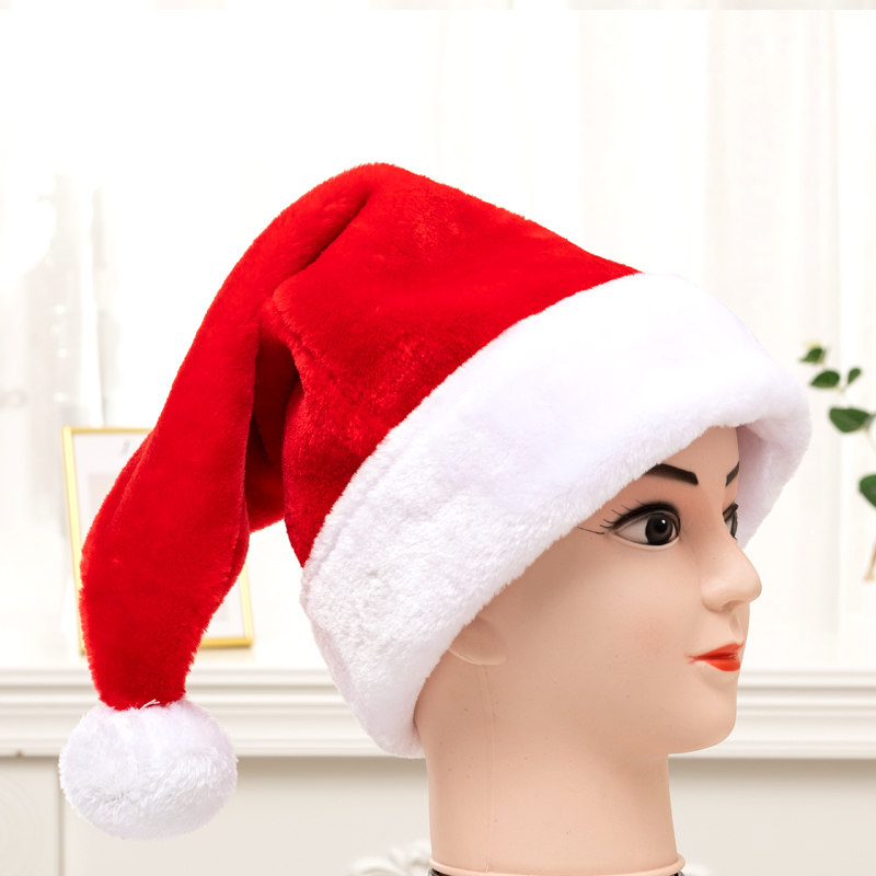 Christmas hat high-end adult plush Christmas hat children's Christmas old man steps up thick hat Christmas decorations headwear