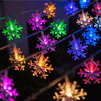 Christmas ornament lanterns colorful snowflake lights string Christmas tree garland decorative lights window decoration props