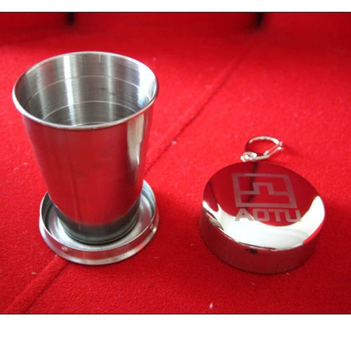 Маленькая складная телескопическая мини-чашка из нержавеющей стали, портативная пряжка