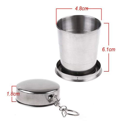 Маленькая складная телескопическая мини-чашка из нержавеющей стали, портативная пряжка