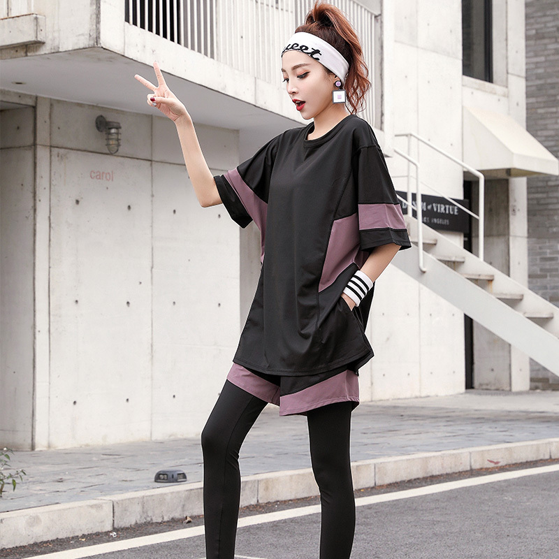 Plus Size Quick-Drying Sports Suit for Women in Summer Fat mm Loose Casual Running Training Playing Ball Yoga Fitness Clothes Spring and Summer