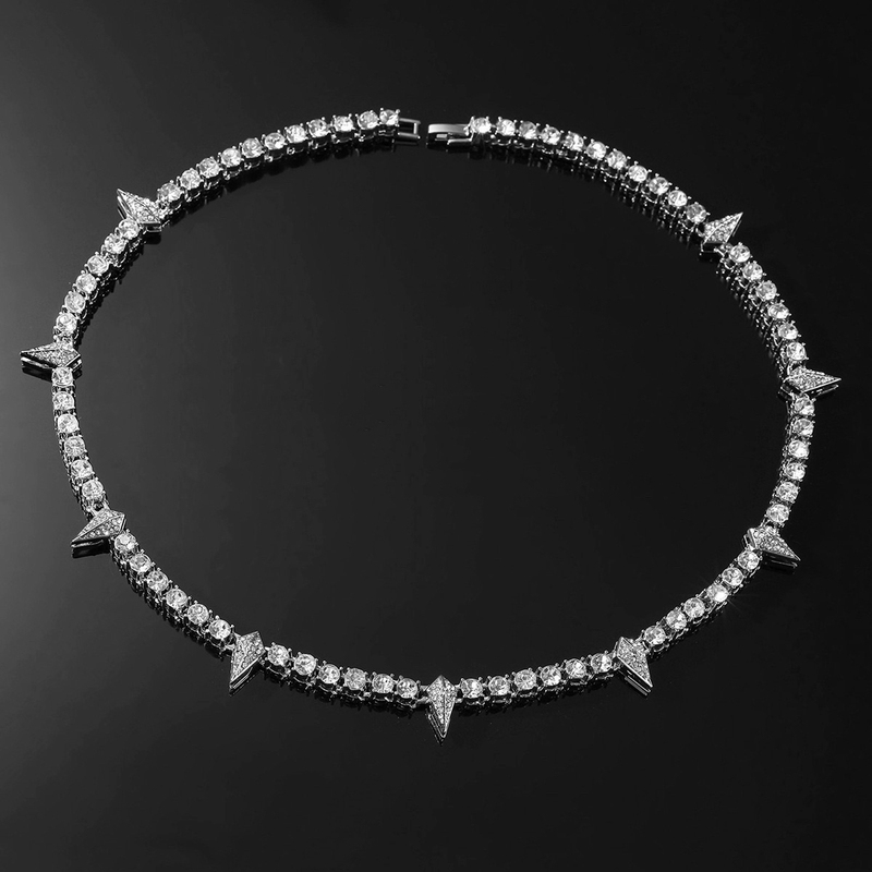 Ms Black Panther Style Necklace, Luminous Spiked Oil-Drip Single-Row Diamond Chain, American Hip-Hop Bracelet, Trendy Light Luxury Men's Necklace