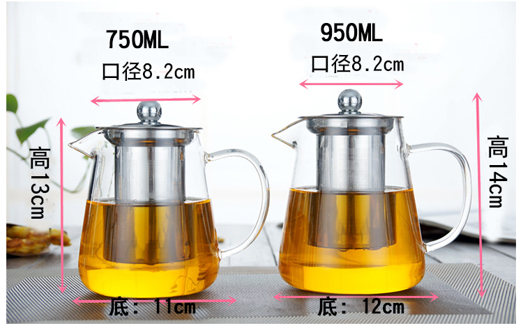 Bộ trà hoa thủy tinh chịu nhiệt Gao Peng đặt bộ phòng khách nhà trà bộ ấm trà với bộ lọc trà - Trà sứ bộ tách trà