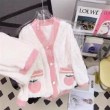 Демисезонная коралловая бархатная пижама, лонгслив, фланелевый комплект, увеличенная толщина