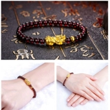 金大生 Ювелирное украшение, золотой браслет с одной бусиной из граната, 3D