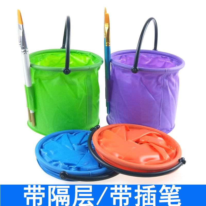 Fine Water Bucket Wash Bucket Folding Clean Up Small Waterbarrel Painting Bucket with Portable Watercolor Pigment Painting Bucket