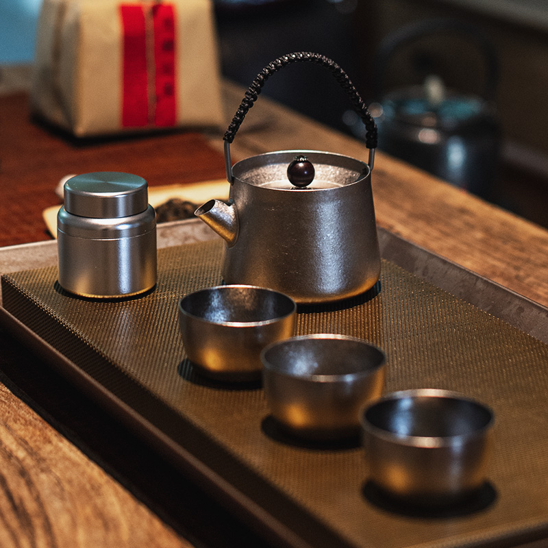 NH Norwegian Guest Pure Titanium Tea Set Group Portable Tea Maker One Pot Three Cups Teapot Heat Insulation Water Glass Outdoor Camping Home