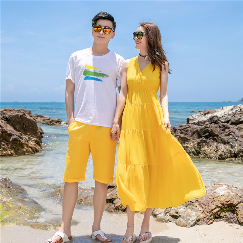 Couple's Summer Outfits Are Suitable for Traveling to Sanya, Hainan, Southeast Asia, and Can Be Worn as Beach Vacation Dresses and Suits for Women