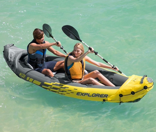 Оригинальная резиновая лодка INTEX Explorer, двухместная резиновая лодка, двухместная надувная лодка, гребная лодка для рисования резиной, двухместное штурмовое каноэ, утолщенное