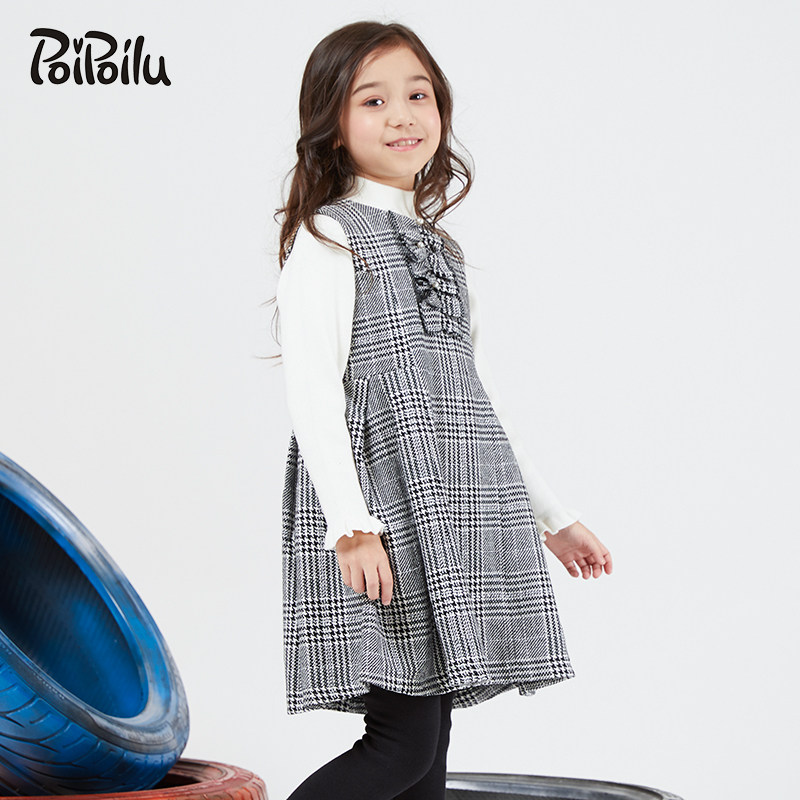 Bubble girl spring and autumn dress Western style college style big children's skirt Korean version fashion dress baby princess skirt