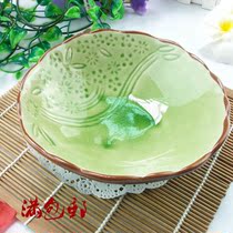  Japanese ice crack glaze series creative fashion tableware 7 three-legged lace bowl Rice bowl Soup bowl Noodle bowl