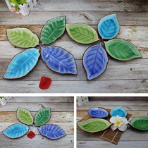 Ice crack glaze small plate leaf plate ceramic plate American pastoral creative tableware leaf plate magnolia plate