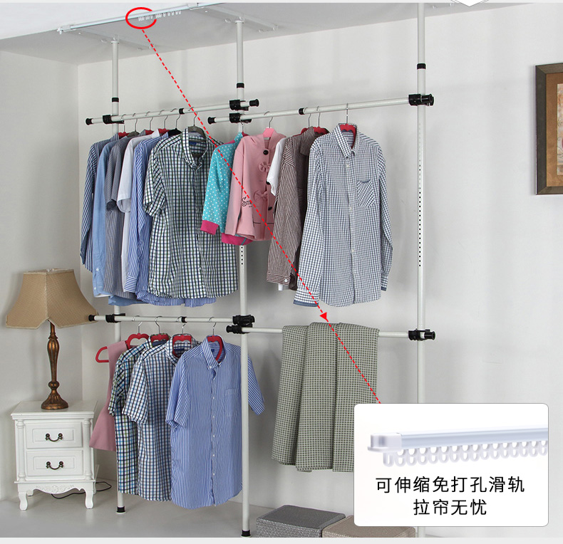 Áo giá lắp ráp quần áo rack đơn giản cloakroom hàng đầu đứng kệ sàn phòng ngủ móc treo - Kệ kệ giày
