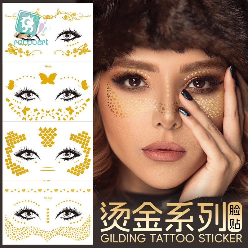 Music Electronic Music Festival Face Tattoo Stickers Waterproof Gold Foil Freckles Masquerade Annual Meeting Concert New Year Spring Festival