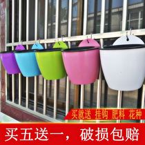 Automatic suction hanging flower pot Hanging hanging plastic pot Hanging orchid green dill wall balcony indoor hanging wall flower pot