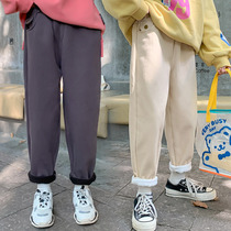 Girl Plus Suede Pants Integrated Suede Autumn Winter Outwear Sports Pants Tennis Red Girl Dress 2022 New Wave Trendy Sweatpants