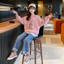Girl Necropolis Spring Autumn Net Red Girl Clothing 2022 New Tide Trendy Han Fan Tide Clothes Autumn Daddie Girl Clothing Autumn