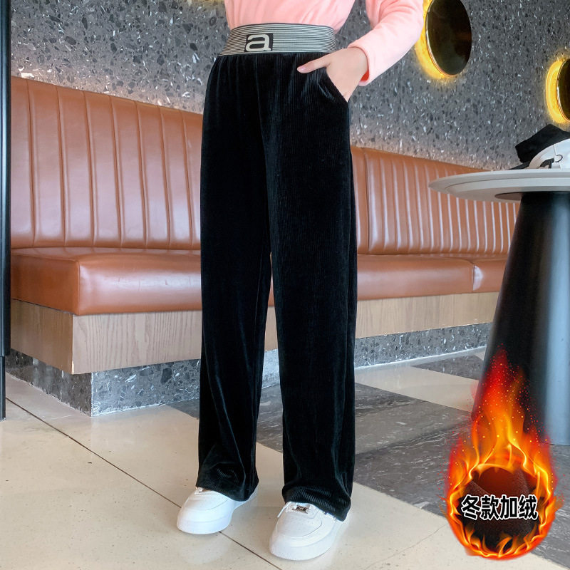 Girl Gush Pants Integrated Suede Autumn Winter Outwear Net Red Girl Clothing 2022 New Tide Trendy Great Fairyboy Broadlegged Pants