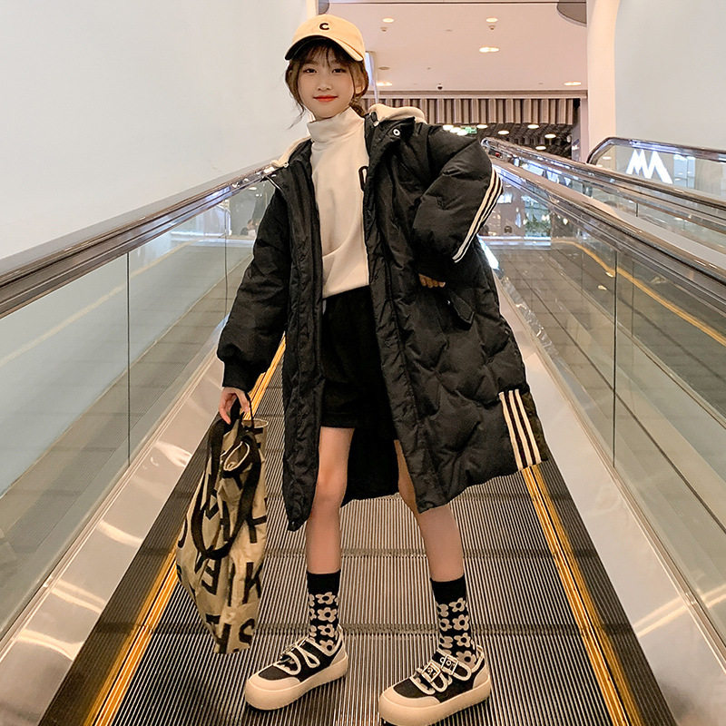 Girls' cotton clothes 2022 new CUHK Winter Thickened Coat Winter style Long version Korean teas children laid cotton coats women