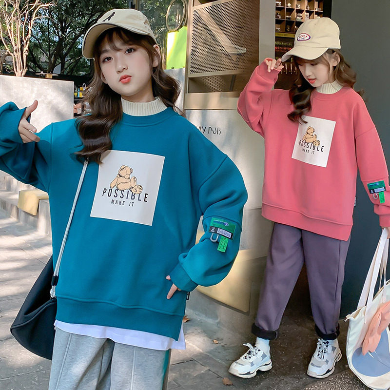 Girl's gush clothing integrated suede CUHK Thickening Ocean Pie Girl Dress 2022 New Tide Autumn Winter Han Edition Burst