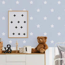 Childrens room Gray Star vertical bar AB version Korean environmental protection wallpaper can scrub off formaldehyde wallpaper oversized 16 square meters