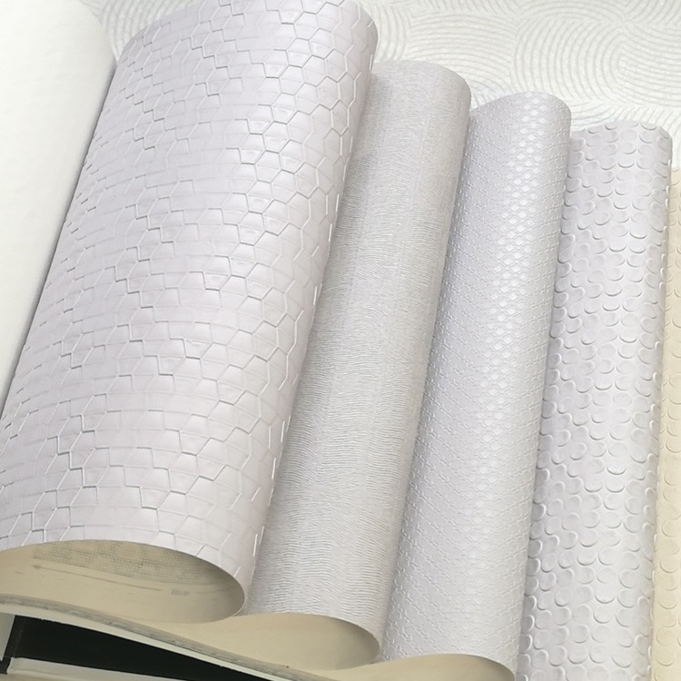 South Korean 4U wallpaper light silver grey pure color texture deep embossing 100 hitch modern minimalist living-room can scrub wallpaper Nordic